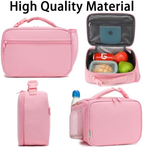 GYEUKHAM Insulated Lunch Box for School, Thermal Reusable Durable Freezable Lunch Bags for Kids Boys Girls Men Women - Small Soft Cooler Portable Lunch Tote Kit for Work Picnic Travel,Pink