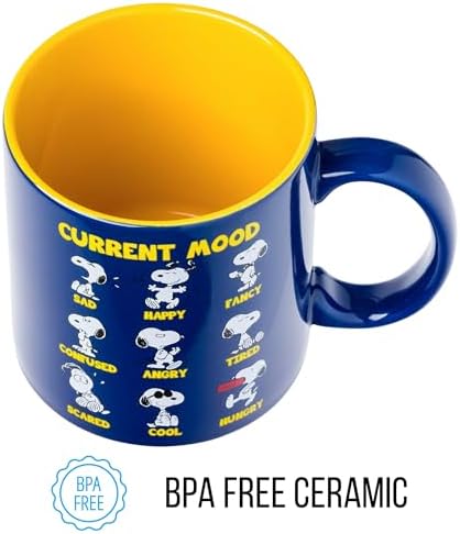 Silver Buffalo Peanuts Snoopy Current Mood Emotions, Ceramic Mug, 20oz