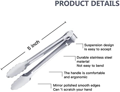Serving Tongs,Buffet Tongs, Dmoera Stainless Steel Food Tong Serving Tong Small Serving Tongs Stainless Steel Mini Appetizer Tongs, Set of 12