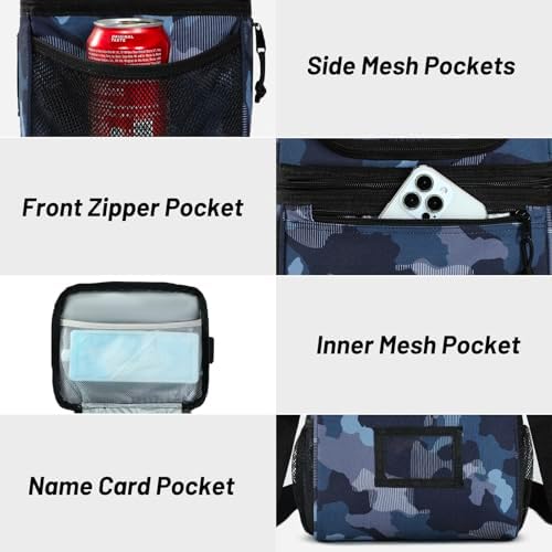 MIER Insulated Lunch Box Bags for Men Women, Dual Compartment, Camo