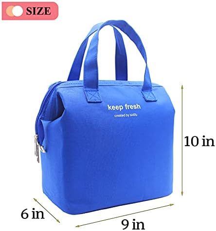 Mziart Insulated Lunch Bag Simple Cooler Cute Lunch Box for Women Men, Blue