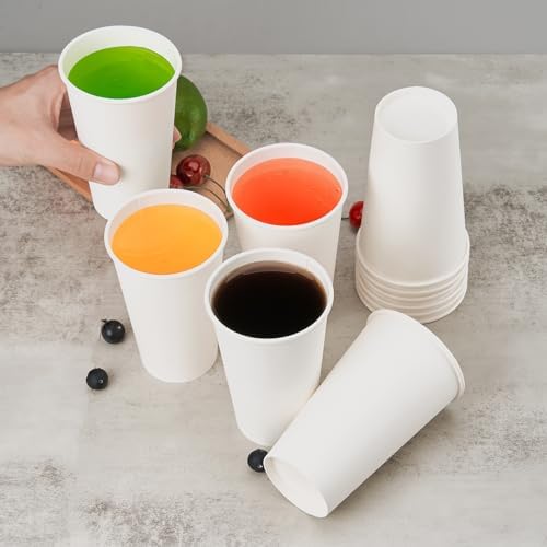 METAPRINT 100 Pack 16 oz Disposable Paper Coffee Cups, White