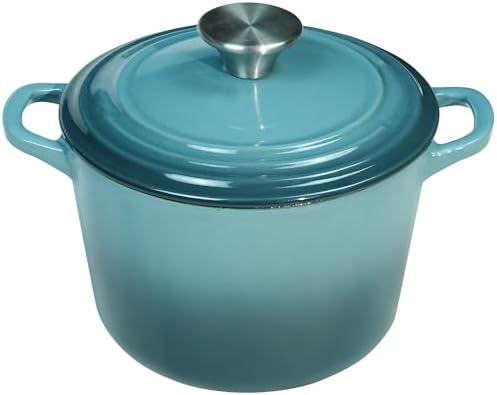 Flavehc Dutch Oven Pot with Lid 2.8 Qt Cast Iron Dutch Oven for Bread Baking, Slateblue Enameled Cast Iron Soup Pot, Small Deep Dutch Oven for Soup, Stews & Small Family Meals