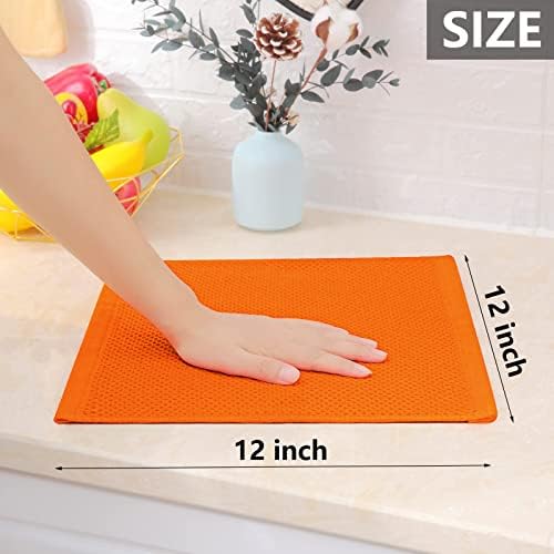 Homaxy 100% Cotton Waffle Weave Kitchen Dish Cloths 6-Pack, Orange