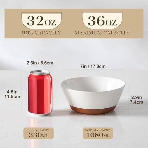 MALACASA Soup Bowls, Ceramic Salad Bowls Set of 4, 36oz Ceramic Bowls