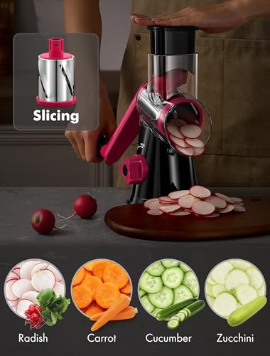 GDL Cheese Grater Hand Crank, Rotary Cheese shredder, Vegetable Slicer