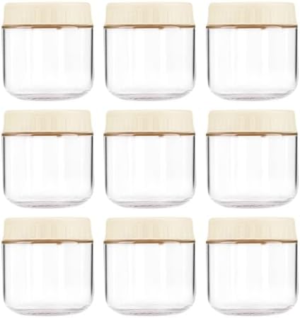 Overnight Oats Containers with Lids, 10oz Wide Mouth Mason Jars with Lids, 9 Pack Glass Jars with Airtight lid for Chia Pudding Yogurt Salad, Meal Prer Oatmeal Jars, Yellow