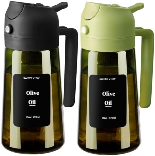 SWEET VIEW 2Pcs Olive Oil Spray Bottle 16oz/470ml