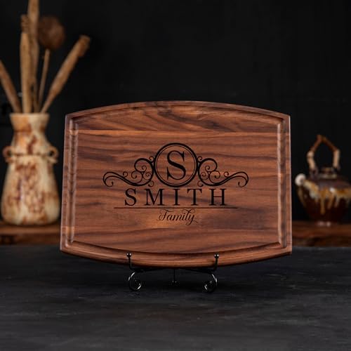 Personalized Cutting Board with Display Stand – Custom Engraved Charcuterie Board, Ideal Gift for Wedding, Housewarming, Bridal Shower, Anniversary, Birthday, Mom & Couples, Valentines Day Gifts