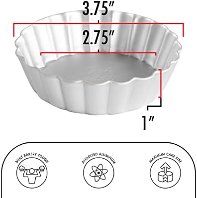 Fat Daddio's PFT-375 Round Fluted Tart Pan with Removable Bottom, 3.75 x 1 Inch