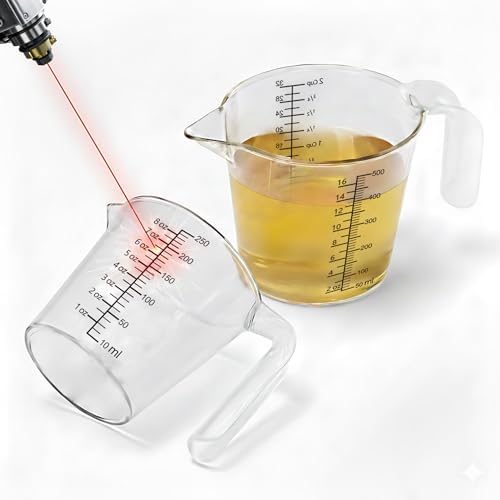 Laser-Etched Measuring Cup Set, 16 oz & 1 Cup Clear Plastic Liquid Measuring Cups, Permanent oz/cup/Tbsp/mL Markings, Food-Grade for Baking & Cooking