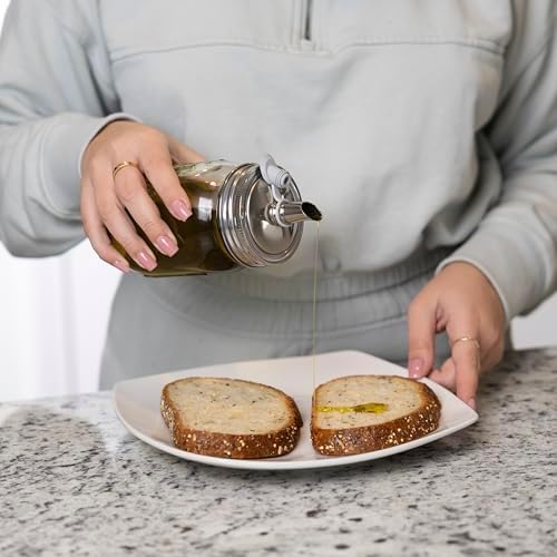 Jarware Glass Mason Jar & Oil Cruet Lid, Jar & Stainless Steel Oil Cruet