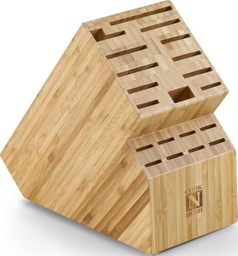 Cook N Home Bamboo Knife Block 20-Slot Universal Knife Holder Countertop