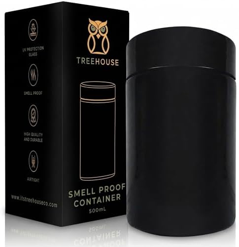 Treehouse Smell Proof Container (500mL) for Herbs, Spices, Coffee, Teas & More - Plus x2 Resealable Smell Proof Bags