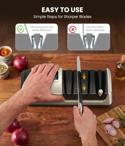 Newise Electric Knife Sharpener for Kitchen Knives, 3-Stage, Light Gold