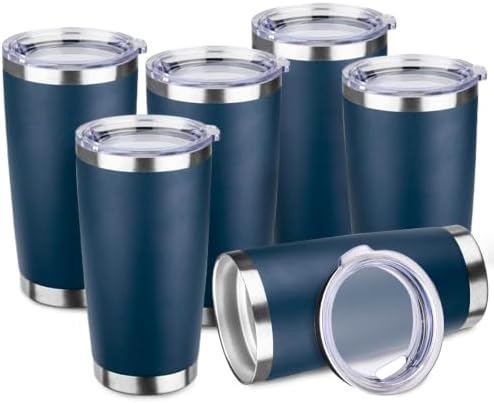 StarSpeed 6 Pack 20oz Stainless Steel Travel Coffee Tumbler,Navy Blue