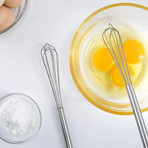 2 Pcs Mini Whisk, Stainless Steel Skinny Egg Beater Whisk for Blending, Whisking, Beating, or Stirring