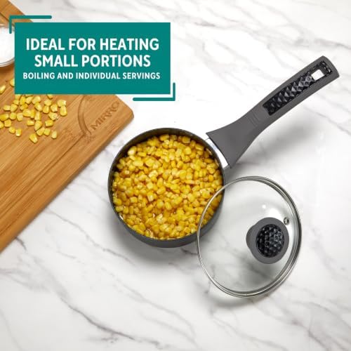 MIRRO 1 Qt Get a Grip 2.0 Aluminum Black Ceramic Saucepan with Glass Lid