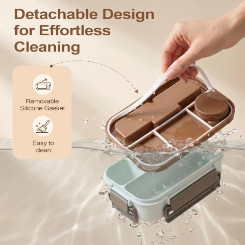 Bento Box Adult Lunch Box, Lunch Containers for Adults 44.5 Oz/5 Cup, Khaki