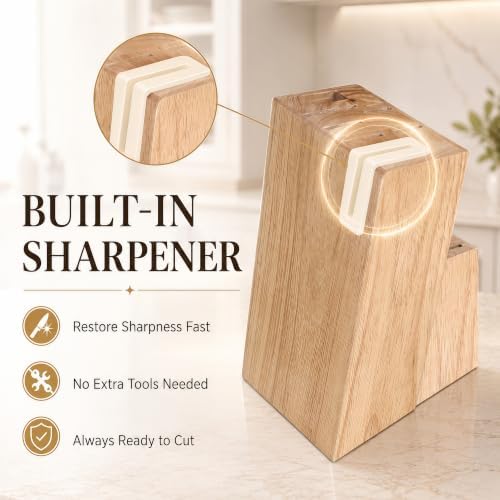 Knife Set with Built-in Sharpener Block, Dishwasher Safe