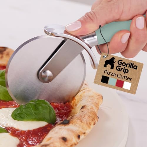 GORILLA GRIP Patented Stainless Steel Large Pizza Cutter Wheel, Mint