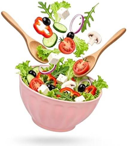 BoxedHome Mixing Bowls with Lids Set, 8 pieces Large 0.2” Thick Plastic Nesting Mixing Bowl, Microwave Safe,Size 5.92, 4.12,3.06,1.80 Quart, Pink