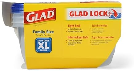Glad GladWare XL Square Food Storage Containers, 104 oz - 3 Count (Pack of 3)