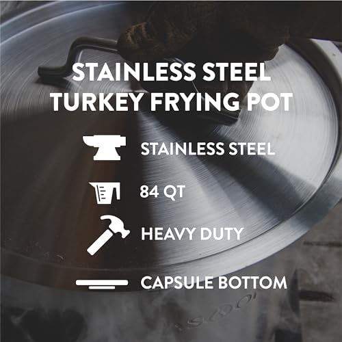 GasOne Stainless Steel Stockpot with Basket – 84qt Stock Pot with Lid and Reinforced Bottom – Heavy-Duty Cooking Pot for Deep Frying, Turkey Frying, Beer Brewing, Soup, Seafood Boil – Satin Finish