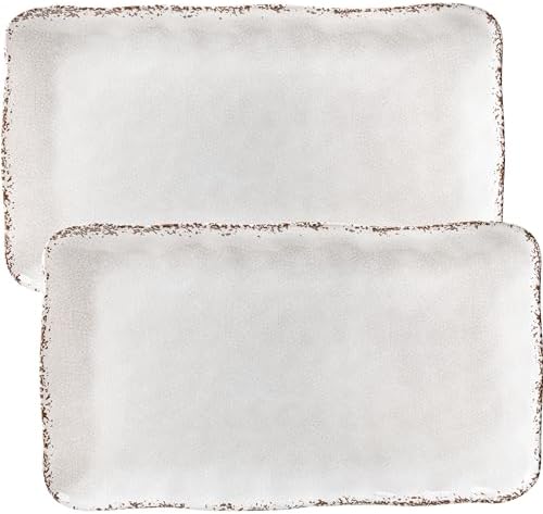 Farmhouse Rustic large Melamine Serving Platters Set of 2, 17"x10"
