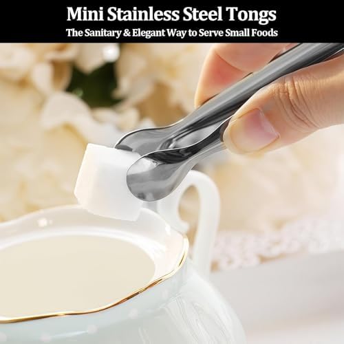 16 Pack Mini Sugar Tongs Stainless Steel Mini Serving Tongs Appetizer Tongs for Candy Buffet, Tea Party, Wedding Ice Tongs for Small Foods, Ice Cubes, Canapés