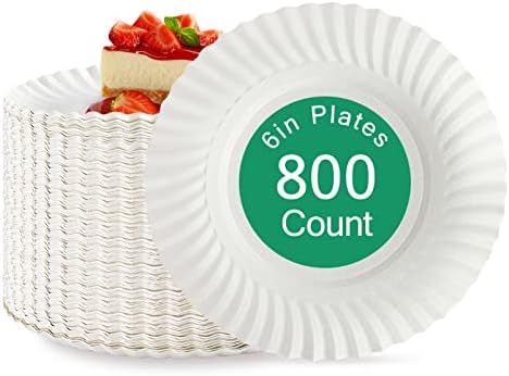 JOLLY PARTY 6Inch 800Count White Paper Plates Everyday Disposable Plate