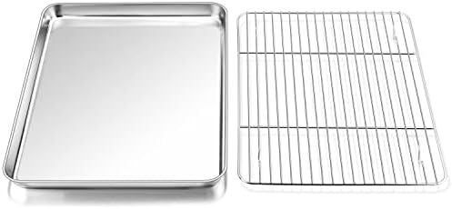 P&P CHEF Stainless Steel Baking Sheet with Rack Set for Cookie, 12.5 Inch