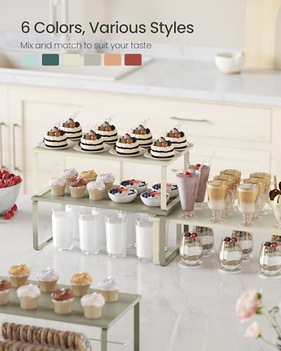 SONGMICS Cabinet Organizer Shelf, Set of 2 Spice Rack, Kitchen Storage