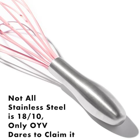 OYV 10-Inch Pink Silicone Whisk, Non-Scratch, 18/10 Stainless Steel Handle