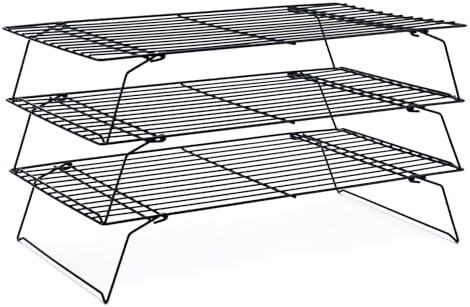 Briout Cooling Rack for Cooking Baking 3 Tiers, 16" x 10" Wire Rack, Black