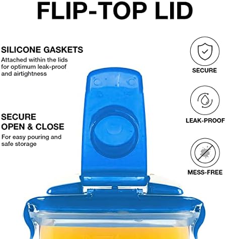 LocknLock Aqua Fridge Door Water Jug with Handle BPA Free Plastic Pitcher with Flip Top Lid Perfect for Making Teas and Juices, 2 QT, Blue (Pack of 5)