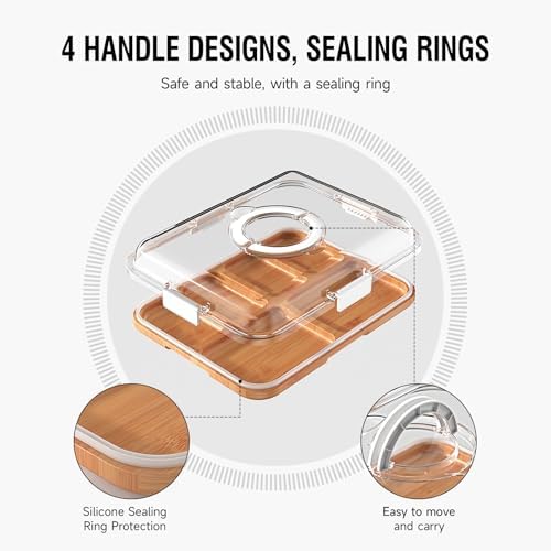 Renmxj Portable Charcuterie Boards with Lid, Cheese, Veggie & Snack Tray