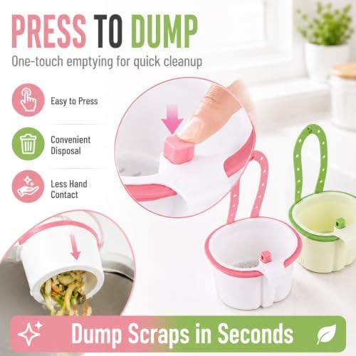 2 Pack Cactus Kitchen Sink Strainer Basket, Hanging Sink Drain Basket with Press Dump Button, Fast Draining Kitchen Sink Organizer for Food Waste, Tea Leaves, Vegetable Scraps