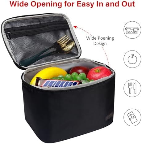 Gloppie Lunch Bag, Insulated Lunch Box for Adults & Kids, Black-M