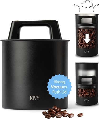 KIVY Vacuum Coffee Canister - Push Lid Preserves Coffee Aroma & Oil
