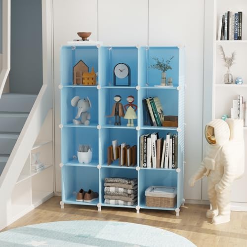 AWTATOS 12 Cube Storage Organizer, Closet Organizers Storage Shelves, Blue