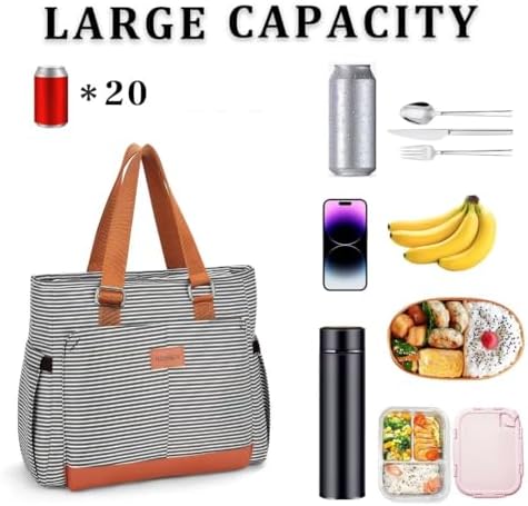 HSHRICH Insulated Lunch Bag Women - Large Tote Lunch Box For Work
