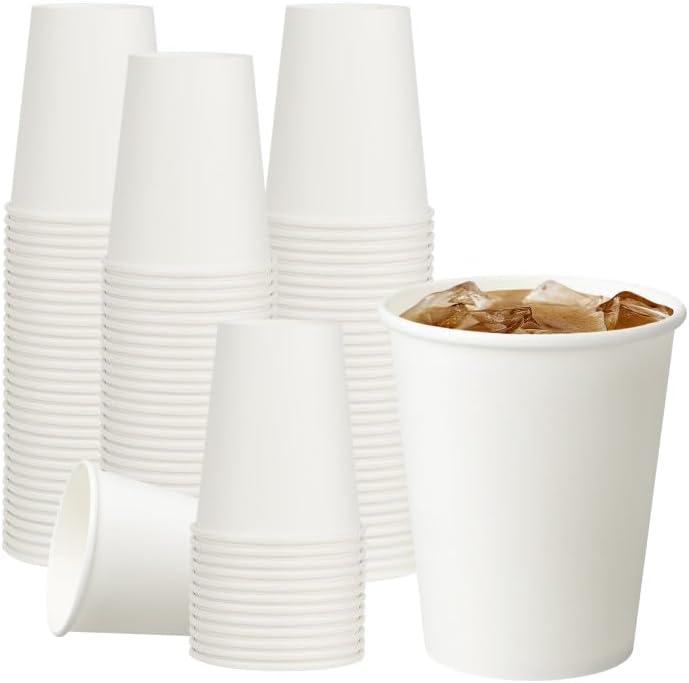 RACETOP 8 oz 300 Pack Disposable Paper Coffee Cups, Disposable Paper Cups, Hot Coffee Cups for Office, Party, Home