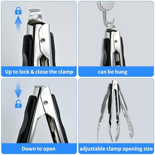2 Pcs 9/12 Inch Kitchen Tongs for Cooking, BBQ & Salad