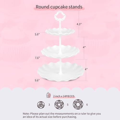 Pack of 11 NWK Cake Stand Set of Cupcake Stand, Tray & Table Cloth (White)