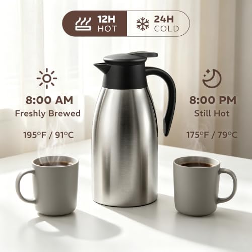 Thermal Coffee Carafe for Keeping Hot – 68OZ Insulated Camping Coffee Pot