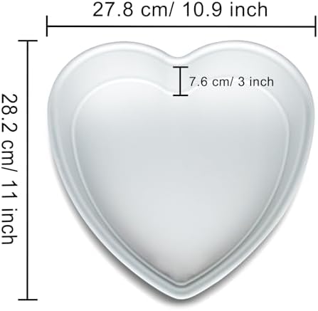 10 Inch Heart Shaped Cake Pan,Deep 3 Inch, Aluminum Heart Cake Tin, Heat-Resistant Baking Cake Pan for Wedding, Party, Family Occasions, Chocolate, Bread. (10 × 3 Inch)