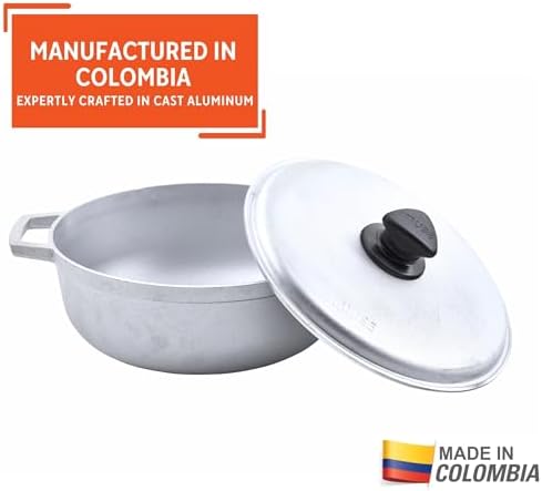 IMUSA Traditional Caldero made in Colombia with Lid, 4.8 Quart, Silver