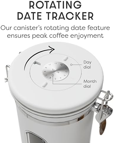 Veken Coffee Canister with Window, Airtight Stainless Steel Container, 22OZ
