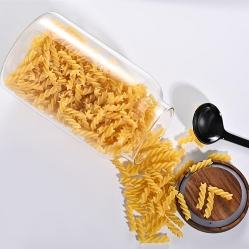 Large Glass Jar With Lid,1PACK 95oz/2800ml Clear Glass Food Storage Containers with Airtight Bamboo Lid Stackable Kitchen Canisters for Candy,Cookie,Rice,Sugar,Flour,Nuts and Spice Jars